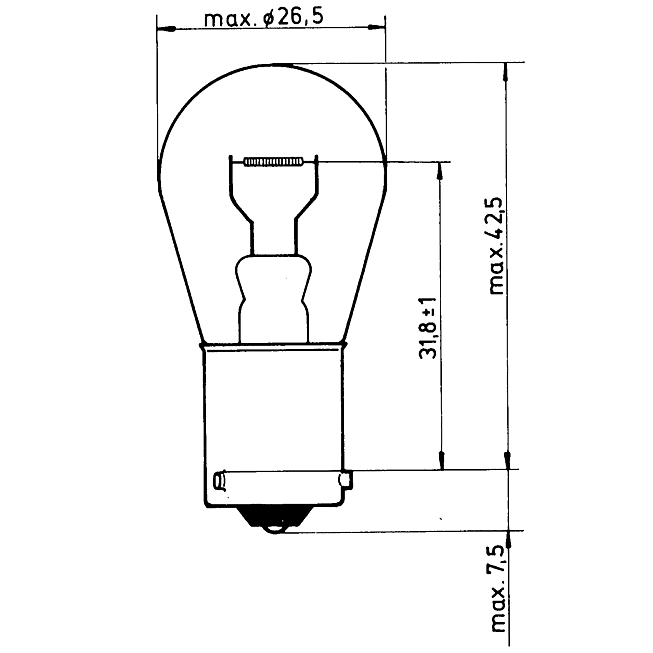 Lampka kontrolna 12V 21W, ż&oacute;łta