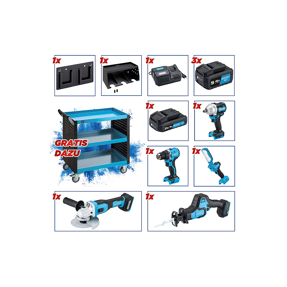 HAZET Wózek serwisowy Wózek narzędziowy Assistent 167-3S/13 ∙ 13‑częściowy HAZET Wózek serwisowy Wózek narzędziowy Assistent 167-3S/13 ∙ 13‑częściowy