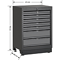 VIGOR Schubladen-Unterschrank ∙ 7 Schubladen ∙ V6000-01 ∙ L x B x H: 676 mm x 500 mm x 953 mm