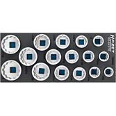 HAZET Zestaw kluczy nasadowych 163-643/16 ∙ Zabierak kwadratowy drążony 3/4 cala (20 mm) ∙ Profil Traction zewnętrzny 12-kątny ∙ 16‑częściowy ∙ <sup>7</sup>⁄<sub>8</sub>″ – 2″