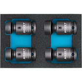 HAZET Zestaw udarowych kluczy nasadowych ∙ przegub 900SG-1721/4 ∙ Zabierak kwadratowy drążony 1/2 cala (12,5 mm) ∙ Profil Traction z gniazdem zewnętrznym 6-kątnym ∙ 4‑częściowy ∙ 17 – 21