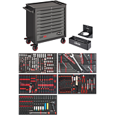 VIGOR Wózek narzędziowy serii XL ∙ płyta robocza z tworzywa sztucznego ∙ z wyposażeniem ∙ V4481/466 ∙ 466‑częściowy ∙ Liczba narzędzi: 466