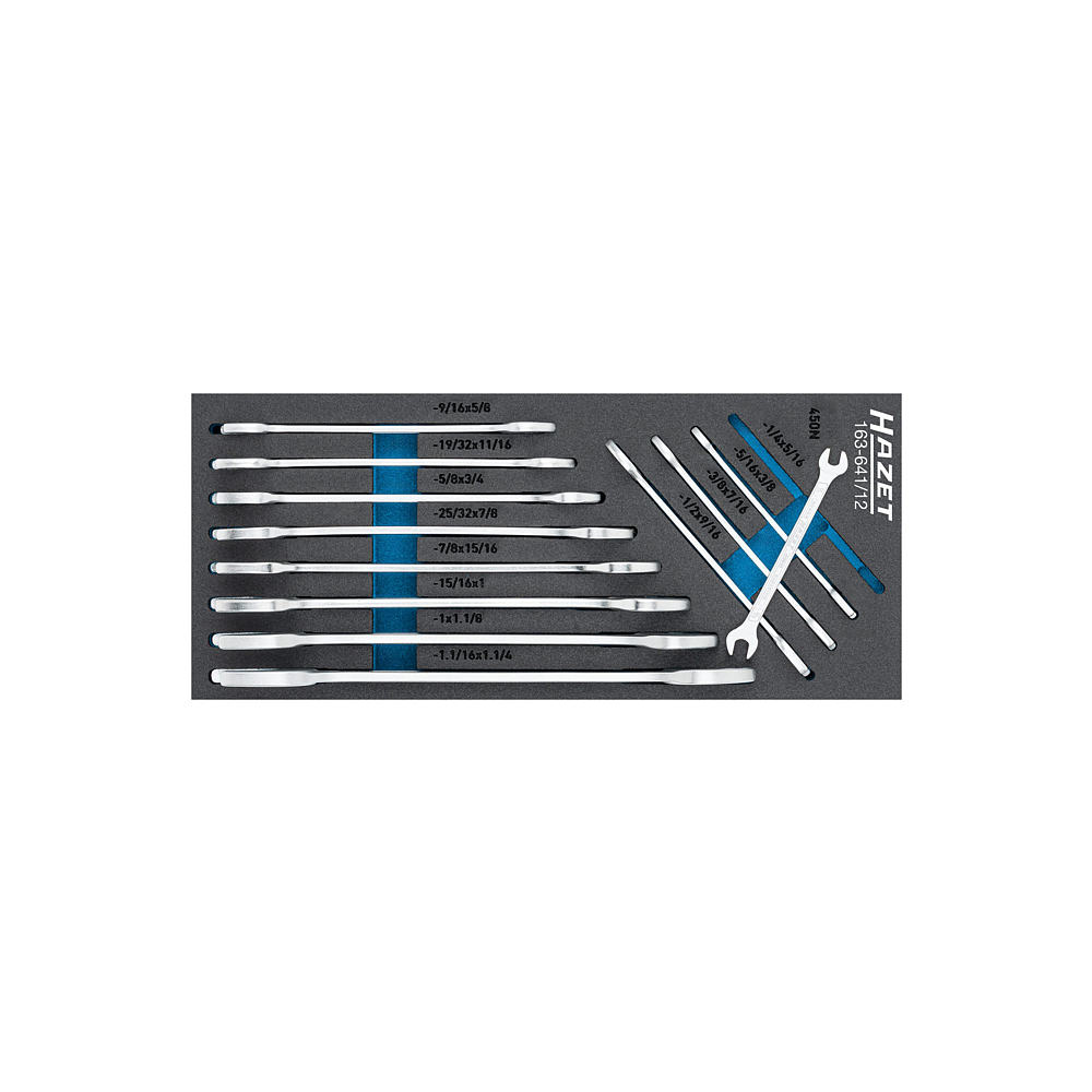 HAZET Zestaw kluczy maszynowych 163-641/12 ∙ Profil z gniazdem zewnętrznym 6-kątnym ∙ 12‑częściowy ∙ <sup>1</sup>⁄<sub>4</sub>″ – 1.<sup>1</sup>⁄<sub>4</sub>″