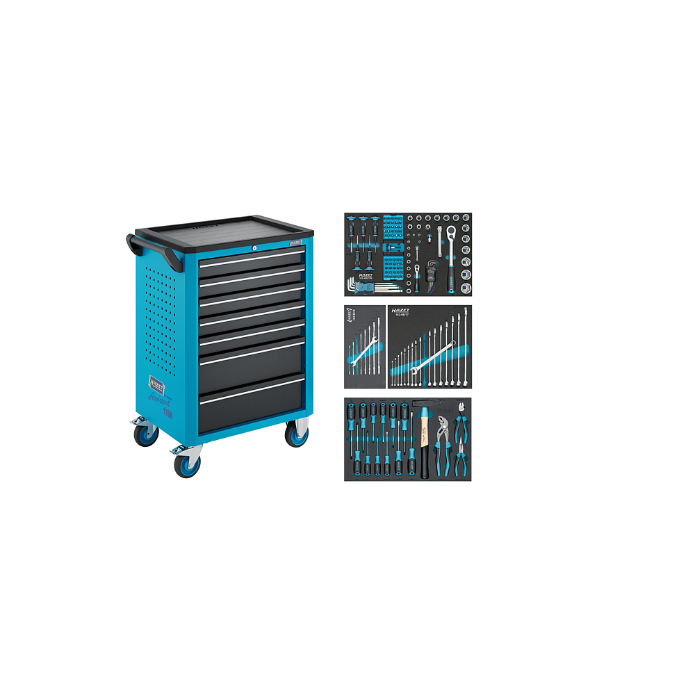 HAZET W&oacute;zek narzędziowy W&oacute;zek narzędziowy Assistent 176N-7 ∙ zestaw narzędzi 176N-7/147 ∙ 147‑częściowy ∙ Szuflady, płaskie: 5&times; 81&thinsp;x&thinsp;522&thinsp;x&thinsp;348 mm ∙ Szuflady, wysokie: 2&times; 166&thinsp;x&thinsp;522&thinsp;x&thinsp;348 mm