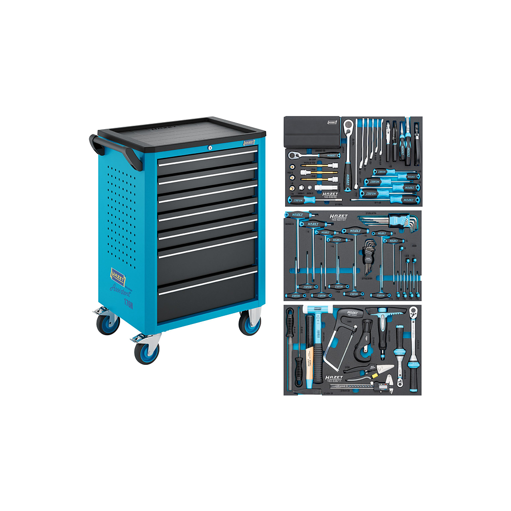 HAZET Wózek narzędziowy Wózek narzędziowy Assistent 176N-7 ∙ zestaw narzędzi 176N-7/136 ∙ 136‑częściowy ∙ Szuflady, płaskie: 5× 81 x 522 x 348 mm ∙ Szuflady, wysokie: 2× 166 x 522 x 348 mm HAZET Wózek narzędziowy Wózek narzędziowy Assistent 176N-7 ∙ zestaw narzędzi 176N-7/136 ∙ 136‑częściowy ∙ Szuflady, płaskie: 5× 81 x 522 x 348 mm ∙ Szuflady, wysokie: 2× 166 x 522 x 348 mm