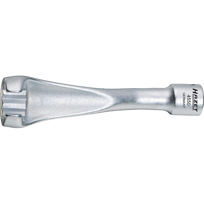 HAZET Einspritzleitungsschlüssel 4550 ∙ 3/8 Zoll (10 mm) Vierkant hohl ∙ Außen Doppelsechskant Profil ∙ SW 17 mm