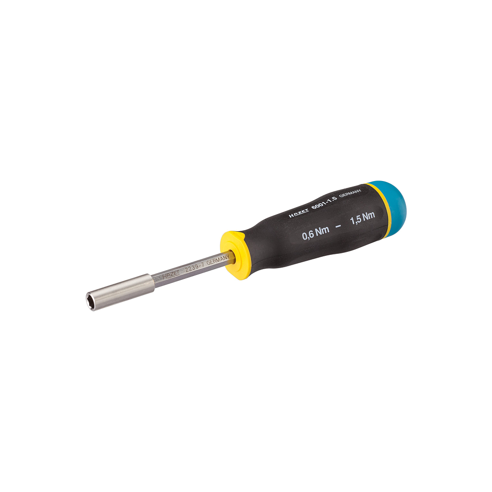 HAZET Wkrętak dynamometryczny 6001-1.5/3 ∙ 0.6&thinsp;&ndash;&thinsp;1.5 Nm ∙ 10% ∙ Zabierak sześciokątny drążony 1/4 cala (6,3&nbsp;mm) ∙ 3‑częściowy
