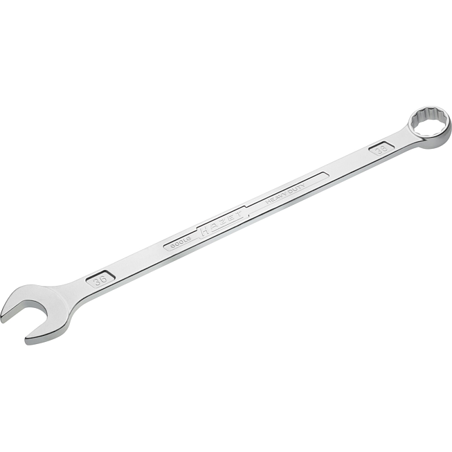 HAZET Ring-Maulschlüssel ∙ extralang ∙ schlanke Bauform 600LG-36 ∙ Außen Doppelsechskant-Tractionsprofil ∙ SW 36 mm