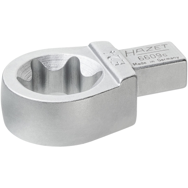 HAZET Einsteck Ringschlüssel 6609C-E24 ∙ 9 x 12 mm Einsteck-Vierkant massiv ∙ Außen TORX® Profil ∙ SW E24