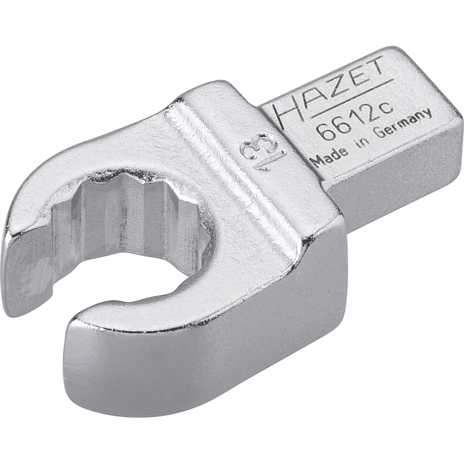 HAZET Einsteck-Ringschlüssel ∙ offen 6612C-13 ∙ 9 x 12 mm Einsteck-Vierkant massiv ∙ Außen Doppelsechskant Profil ∙ SW 13 mm