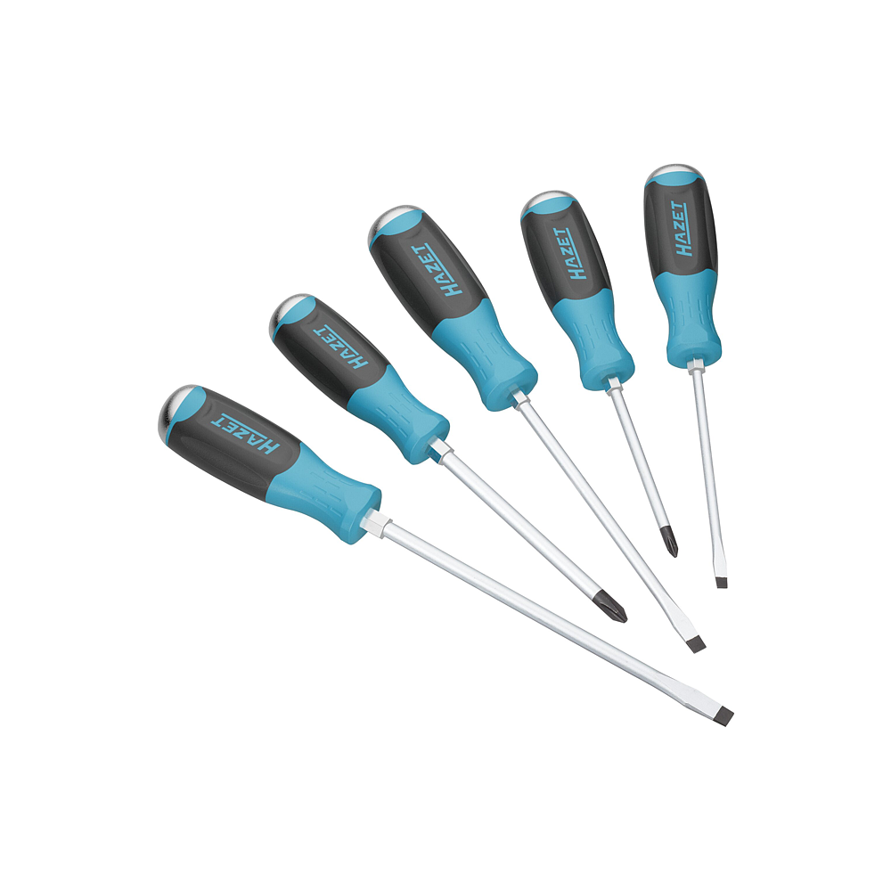 HAZET Schraubendreher 811S/5 ∙ Kreuzschlitz Profil PH, Schlitz Profil ∙ 5-teilig ∙ 0,8 x 4,5 – 1,2 x 7 ∙ PH1 – PH2