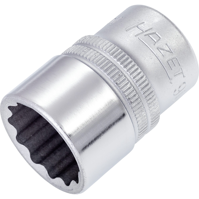 HAZET Steckschlüsseleinsatz 900Z-19 ∙ 1/2 Zoll (12,5 mm) Vierkant hohl ∙ Außen Doppelsechskant-Tractionsprofil ∙ SW 19 mm