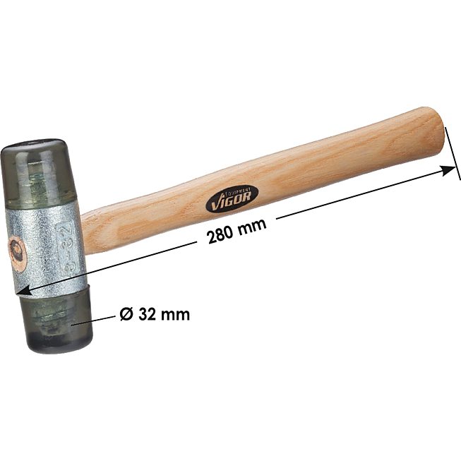 VIGOR Młotek miękki z obuchem z tworzywa sztucznego ∙ V1212 ∙ 32 mm