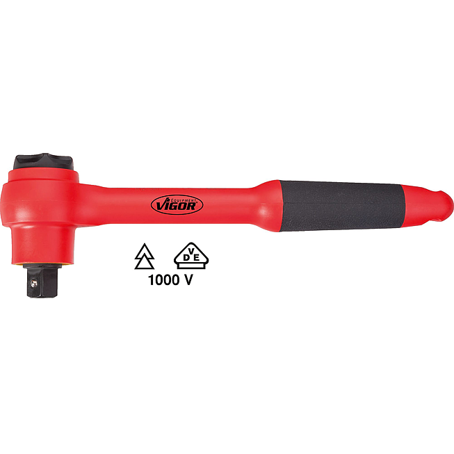 VIGOR Grzechotka zapadkowa VDE ∙ V3342 ∙ Zabierak kwadratowy masywny 1/2 cala (12,5&nbsp;mm) ∙ 255 mm