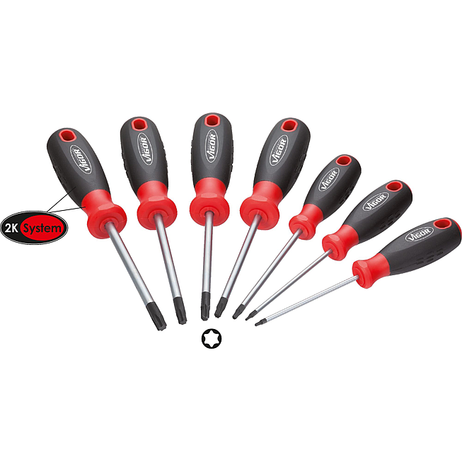 VIGOR Zestaw wkrętak&oacute;w ∙ V3366 ∙ Profil wewnętrzny TORX&reg; ∙ 7‑częściowy ∙ T10&nbsp;&ndash;&nbsp;T40 ∙ Liczba narzędzi: 7