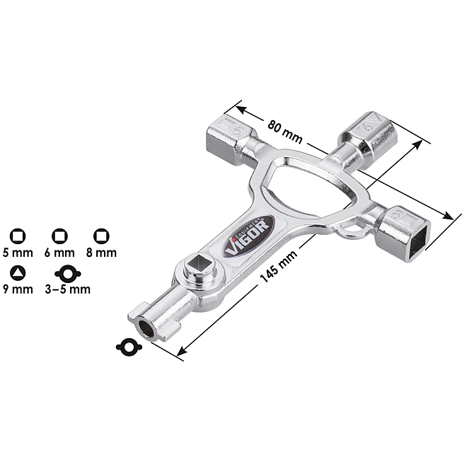 VIGOR Klucz do stosowania na placach budowy ∙ MasterKey ∙ Elektro ∙ V4227 ∙ dł.&nbsp;x&nbsp;szer.: 145 mm x 80 mm