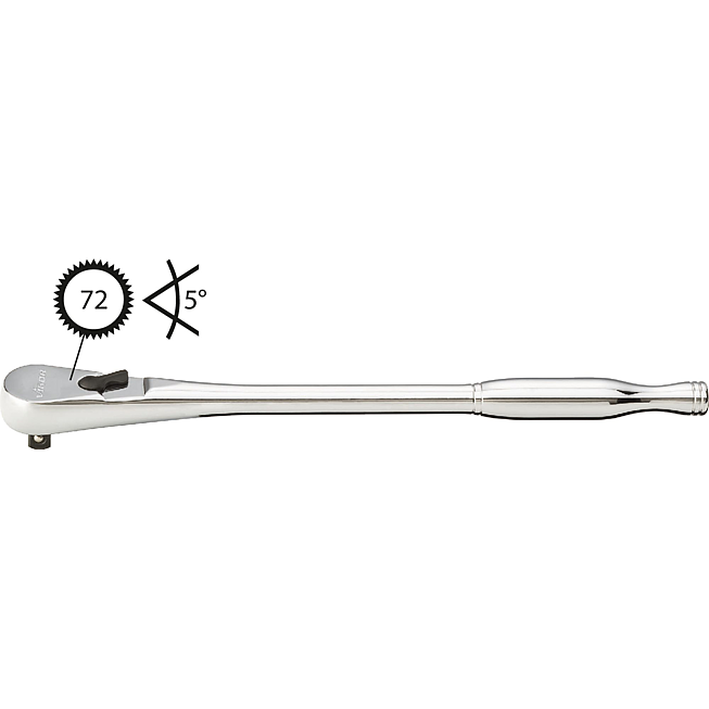 VIGOR Grzechotka zapadkowa o&nbsp;uzębieniu drobnym ∙ wersja długa ∙ V4944 ∙ Zabierak kwadratowy masywny 1/4 cala (6,3&nbsp;mm) ∙ 200 mm