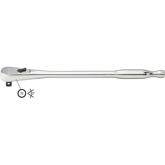VIGOR Grzechotka zapadkowa o&nbsp;uzębieniu drobnym ∙ wersja długa ∙ V4946 ∙ Zabierak kwadratowy masywny 1/2 cala (12,5&nbsp;mm) ∙ 380 mm