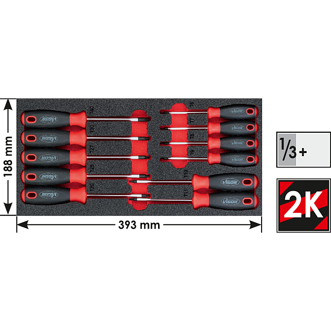 VIGOR Zestaw wkrętak&oacute;w ∙ V4991 ∙ Profil wewnętrzny TORX&reg; ∙ 11‑częściowy ∙ T6&nbsp;&ndash;&nbsp;T40 ∙ Liczba narzędzi: 11