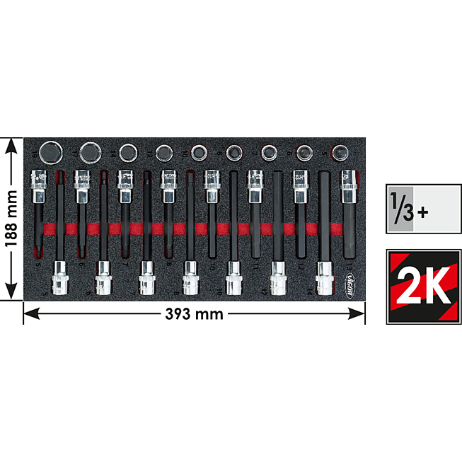 VIGOR Innensechskant Schraubendreher-Einsatz Satz ∙ V5097 ∙ Vierkant hohl 12,5 mm (1/2 Zoll) ∙ Innen Sechskant Profil ∙ 5&nbsp;&ndash;&nbsp;19 ∙ Anzahl Werkzeuge: 24