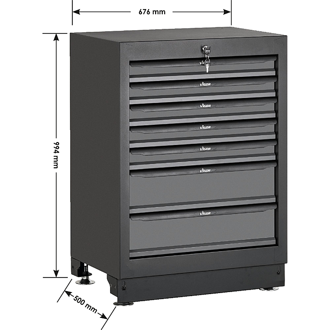 VIGOR Szafka dolna z&nbsp;szufladami ∙ 7&nbsp;szuflad ∙ V6000-01 ∙ dł.&nbsp;x&nbsp;szer.&nbsp;x&nbsp;wys.: 676 mm x 500 mm x 953 mm