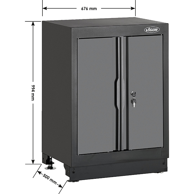 VIGOR Szafka dolna z&nbsp;drzwiczkami dwuskrzydłowymi ∙ 676&nbsp;mm ∙ V6000-02 ∙ dł.&nbsp;x&nbsp;szer.&nbsp;x&nbsp;wys.: 676 mm x 500 mm x 953 mm