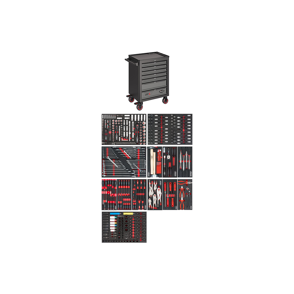 VIGOR Wózek narzędziowy serii L z wyposażeniem ∙ V1901/442 ∙ 442‑częściowy ∙ Liczba narzędzi: 442 VIGOR Wózek narzędziowy serii L z wyposażeniem ∙ V1901/442 ∙ 442‑częściowy ∙ Liczba narzędzi: 442