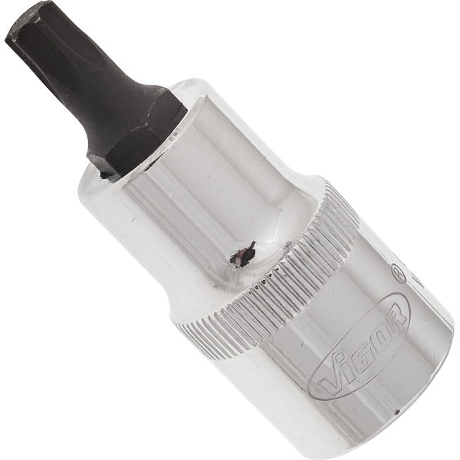VIGOR T Schraubendreher-Einsatz ∙ V2155 ∙ 1/2 Zoll (12,5 mm) Vierkant hohl ∙ Innen TORX® Profil ∙ SW T40