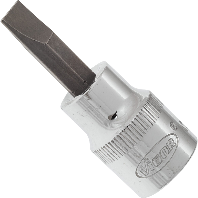 VIGOR Schlitzprofil Schraubendreher-Einsatz ∙ V2287N ∙ 3/8 Zoll (10 mm) Vierkant hohl ∙ Schlitz Profil ∙ SW 1 x 7 mm