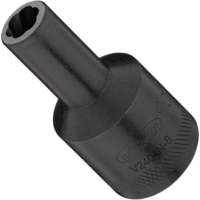 VIGOR Spiralnutenausdreher-Einsatz ∙ V2404N-8 ∙ 1/2 Zoll (12,5 mm) Vierkant hohl ∙ Außen Schraubenausdreher Profil ∙ SW 8 mm