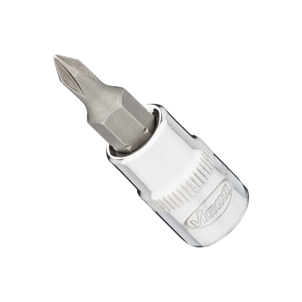 VIGOR Nasadka wkrętakowa ∙ V2593N ∙ Zabierak kwadratowy drążony 1/4 cala (6,3&nbsp;mm) ∙ Profil gniazdo krzyżowe PH ∙ Rozmiar klucza PH0