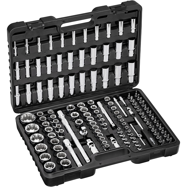 VIGOR Steckschlüssel Satz ∙ V5461 ∙ 1/4 Zoll (6,3 mm) Vierkant hohl, 3/8 Zoll (10 mm) Vierkant hohl, 1/2 Zoll (12,5 mm) Vierkant hohl ∙ Außen Doppelsechskant Profil, Außen TORX® Profil, Innen Sechskant Profil, Schlitz Profil, Kreuzschlitz Profil PH, 