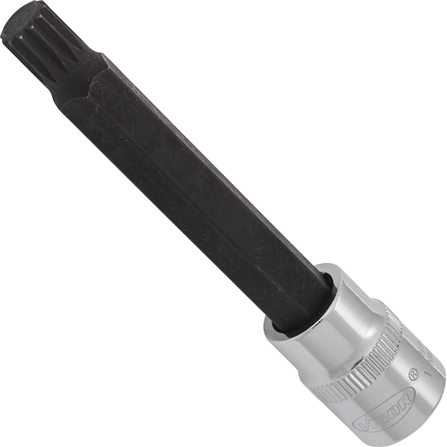 VIGOR Innenvielzahn Schraubendreher-Einsatz ∙ XZN ∙ V6117 ∙ 3/8 Zoll (10 mm) Vierkant hohl ∙ Innen Vielzahn Profil XZN ∙ SW M9