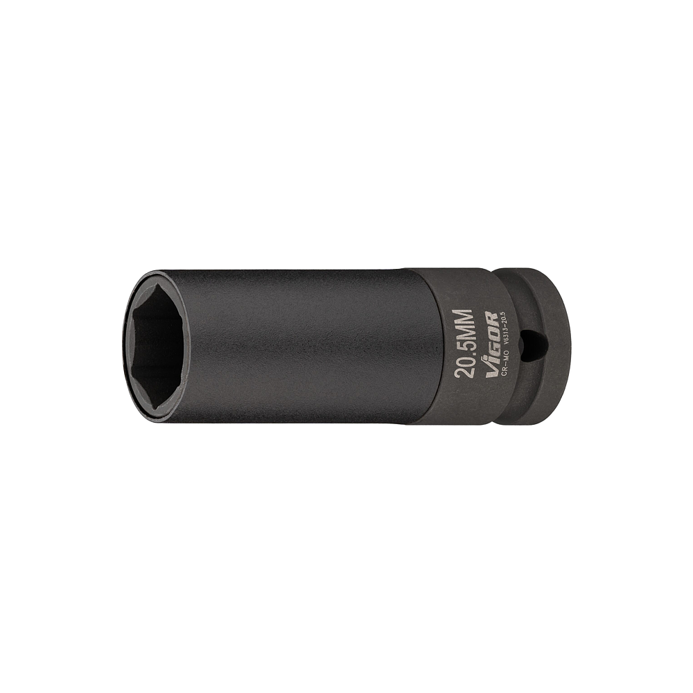 VIGOR Klucz nasadowy udarowy ∙ V6313-20.5 ∙ Zabierak kwadratowy drążony 1/2 cala (12,5&nbsp;mm) ∙ Profil zewnętrzny sześciokąta ∙ 80 mm