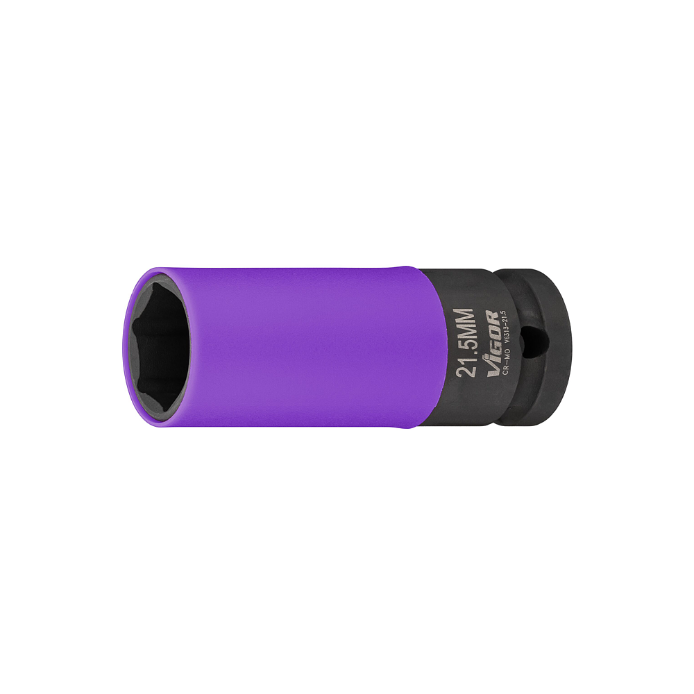 VIGOR Klucz nasadowy udarowy ∙ V6313-21.5 ∙ Zabierak kwadratowy drążony 1/2 cala (12,5&nbsp;mm) ∙ Profil zewnętrzny sześciokąta ∙ 80 mm