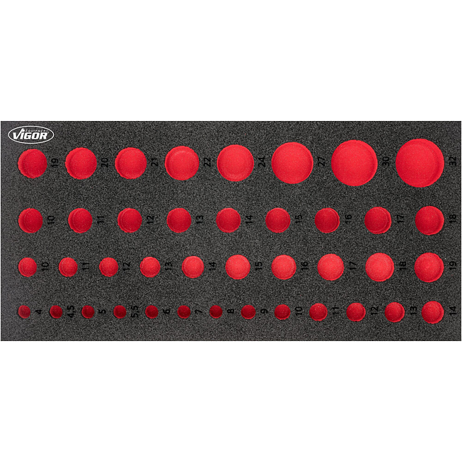 VIGOR Weichschaumeinlage ∙ leer ∙ V7520-L ∙ L x B x H: 393 mm x 188 mm x 35 mm