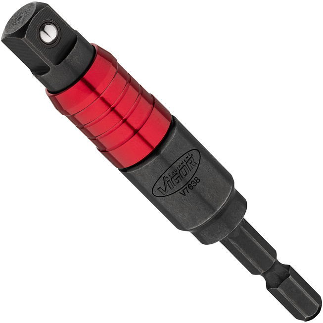 VIGOR Steckschlüssel Adapter ∙ mit Gelenk ∙ V7638 ∙ 1/4 Zoll (6,3 mm) Sechskant massiv ∙ 3/8 Zoll (10 mm) Vierkant massiv ∙ 16 mm