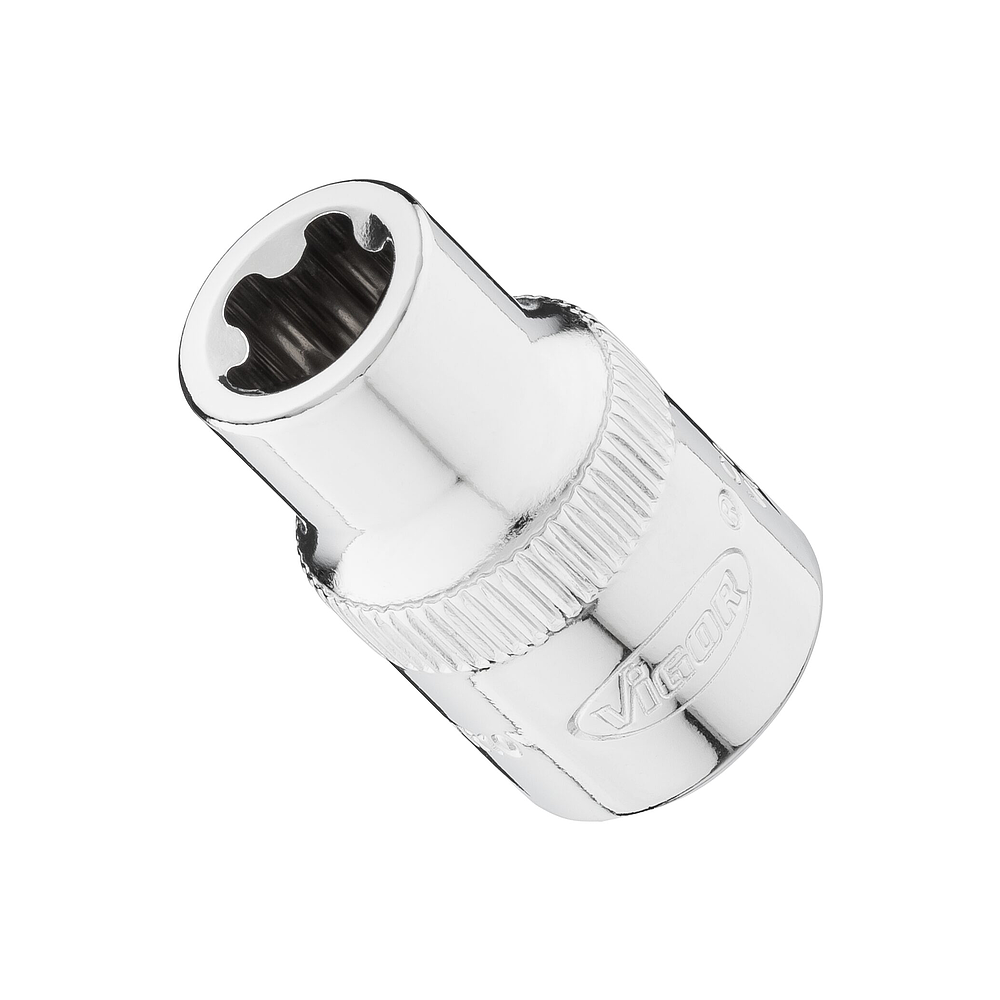 VIGOR E+ Steckschlüssel-Einsatz ∙ V7920-EPR10 ∙ 3/8 Zoll (10 mm) Vierkant hohl ∙ Außenprofil mit 5 abgerundeten Flanken (TORX®-ähnlich) ∙ SW E10+