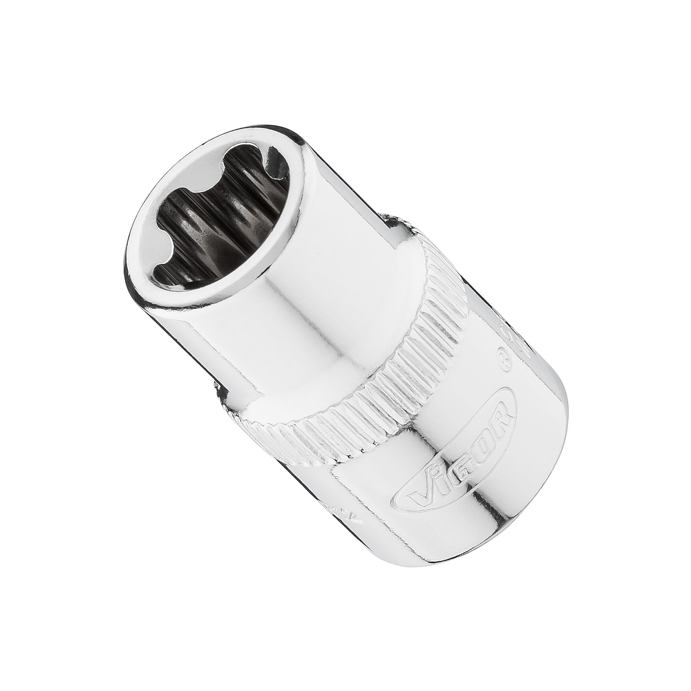VIGOR E+ Steckschlüssel-Einsatz ∙ V7920-EPR12 ∙ 3/8 Zoll (10 mm) Vierkant hohl ∙ Außenprofil mit 5 abgerundeten Flanken (TORX®-ähnlich) ∙ SW E12+