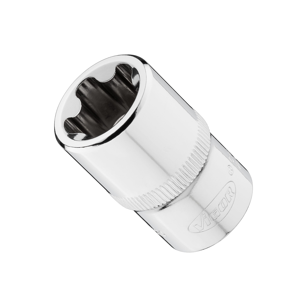 VIGOR E+ Steckschlüssel-Einsatz ∙ V7920-EPR20 ∙ 1/2 Zoll (12,5 mm) Vierkant hohl ∙ Außenprofil mit 5 abgerundeten Flanken (TORX®-ähnlich) ∙ SW E20+