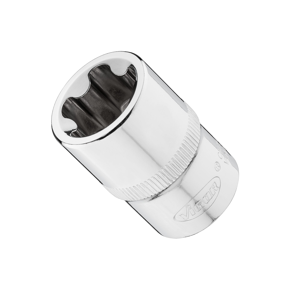 VIGOR E+ Steckschlüssel-Einsatz ∙ V7920-EPR22 ∙ 1/2 Zoll (12,5 mm) Vierkant hohl ∙ Außenprofil mit 5 abgerundeten Flanken (TORX®-ähnlich) ∙ SW E22+