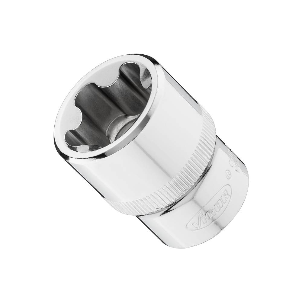 VIGOR E+ Steckschlüssel-Einsatz ∙ V7920-EPR26 ∙ 1/2 Zoll (12,5 mm) Vierkant hohl ∙ Außenprofil mit 5 abgerundeten Flanken (TORX®-ähnlich) ∙ SW E26+
