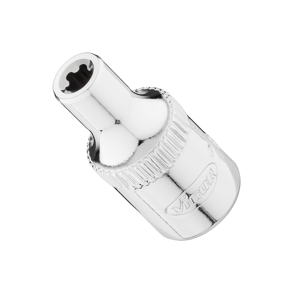 VIGOR E+ Steckschlüssel-Einsatz ∙ V7920-EPR4 ∙ 1/4 Zoll (6,3 mm) Vierkant hohl ∙ Außenprofil mit 5 abgerundeten Flanken (TORX®-ähnlich) ∙ SW E4+