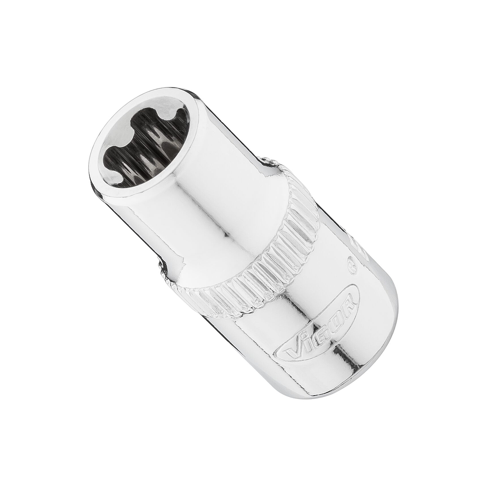 VIGOR E+ Steckschlüssel-Einsatz ∙ V7920-EPR8 ∙ 1/4 Zoll (6,3 mm) Vierkant hohl ∙ Außenprofil mit 5 abgerundeten Flanken (TORX®-ähnlich) ∙ SW E8+
